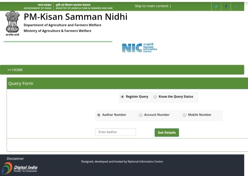 change account a in PM Kisan Form Correction