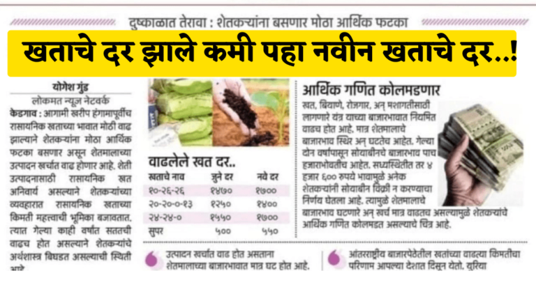 Fertilizers Rate 2024 ! खताचे दर झाले कमी, पहा आपल्या मोबाईलवर नवीन खताचे दर!