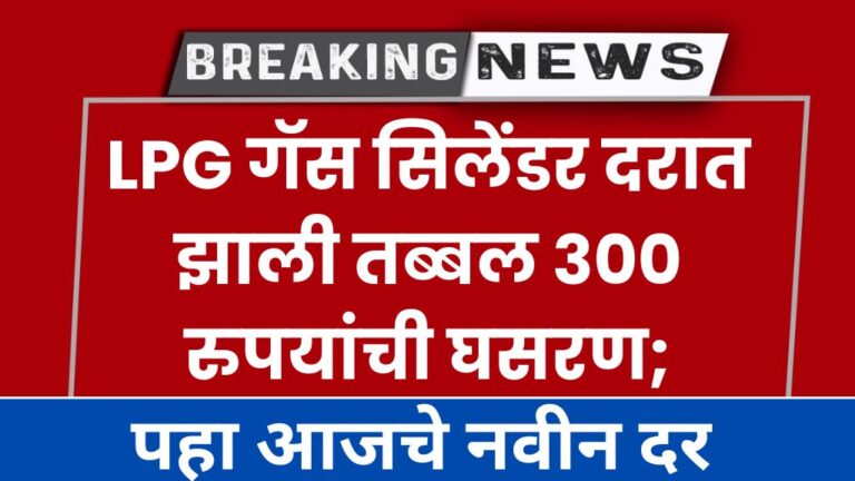 LPG गॅस सिलेंडर दरात झाली तब्बल ३०० रुपयांची घसरण; पहा आजचे नवीन दर LPG gas cylinder price