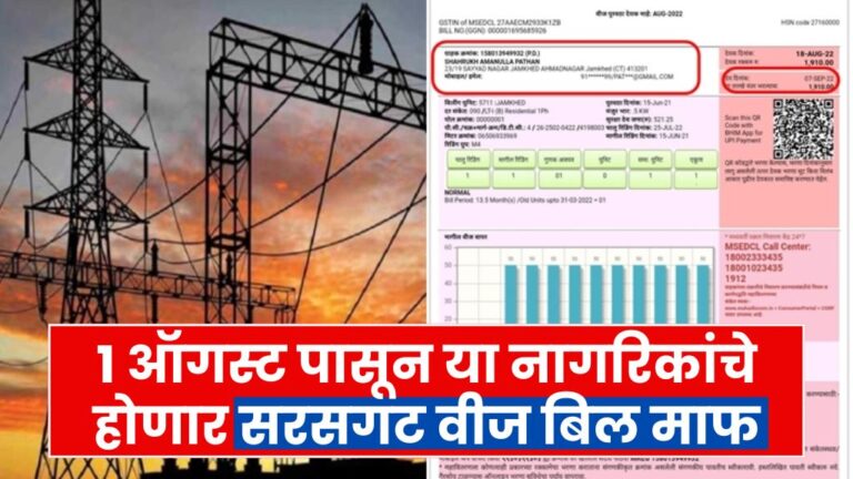 १ ऑगस्ट पासून या नागरिकांचे होणार सरसगट वीज बिल माफ पहा यादीत तुमचे नाव total electricity bill waived