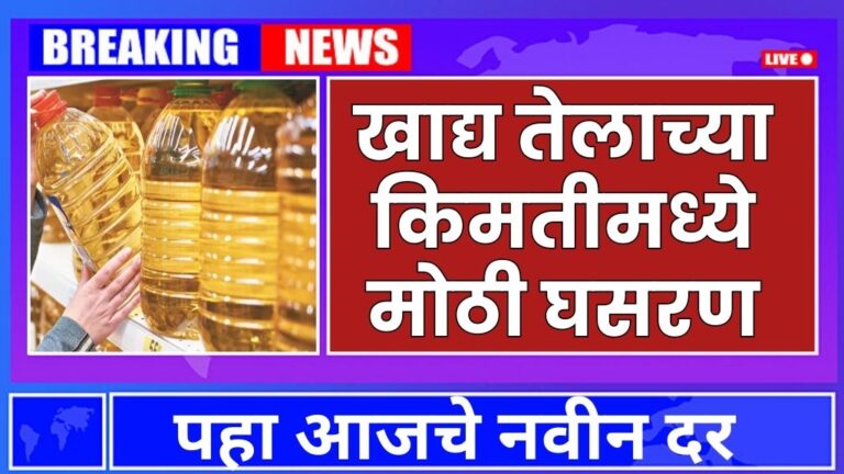 खाद्य तेलाच्या किमतीमध्ये मोठी घसरण पहा आजचे नवीन दर Oil Price New Rates